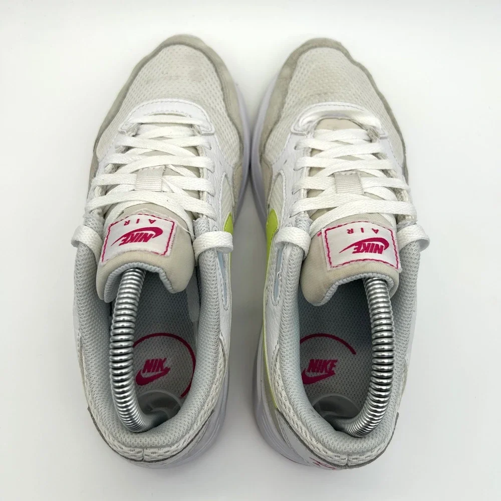 Nike Air Max SC Shoes Womens 7 White Lemon Mesh Suede Athletic Sneakers